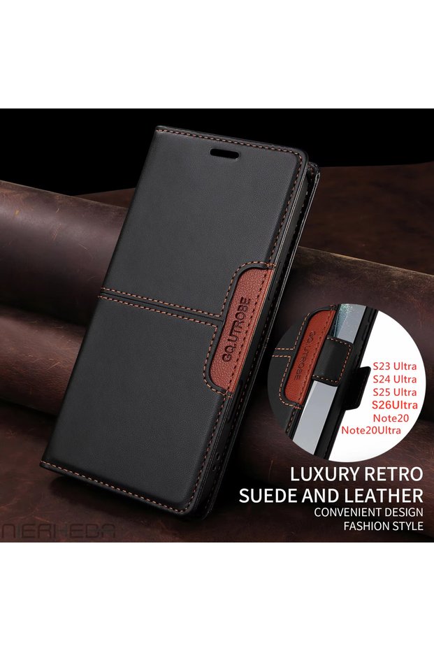 For Galaxy S25 Ultra Black-G01 Flip Leather Case for Samsung Galaxy S26 S25 S24 S23 FE S22 S21 S20 P