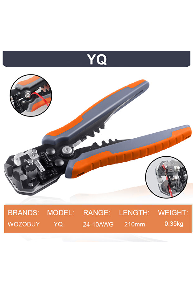 أداة تجعيد الكابلات YQ الصفراء من WOZOBUY، قاطعة كابلات قابلة للتعديل، أداة تجريد أسلاك أوتوماتيكية متعددة الوظائف