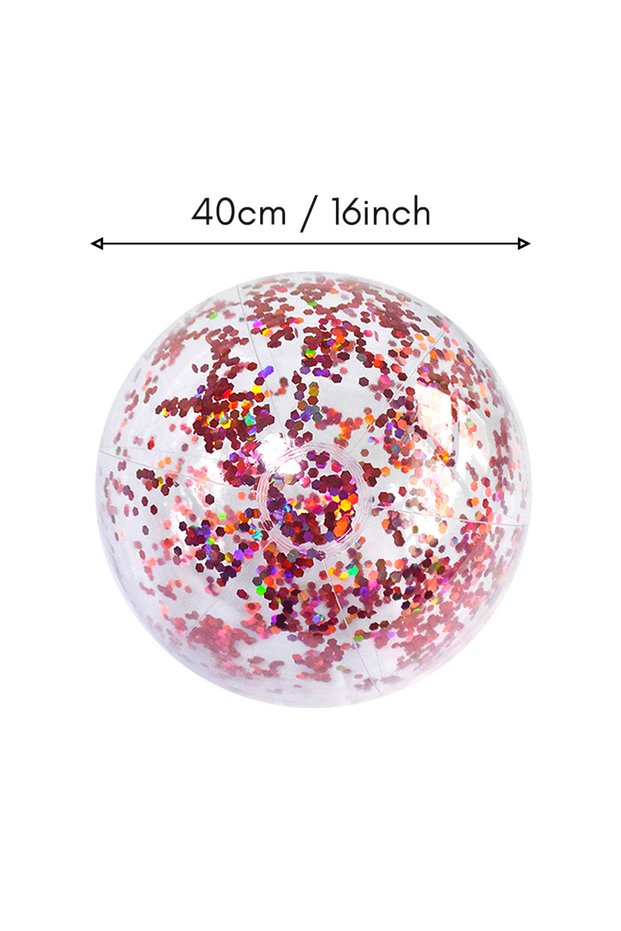 40CM Rose 40cm/16inch Beach Ball Transparent Inflatable Swimming Pool Toy Ball with Beautiful Confet