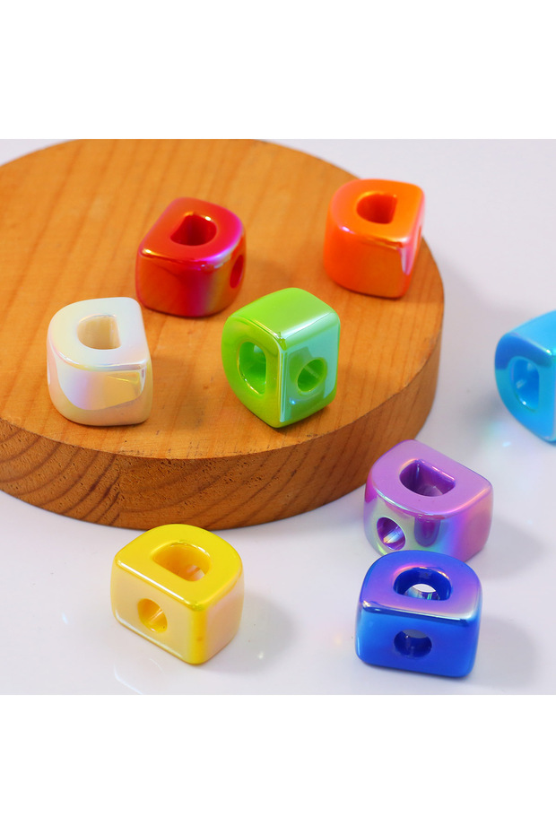 Random 10Pcs letters D Random Colorful 5/10/15Pcs 26 Letters Acrylic Spacer Loose Beads For Jewelry