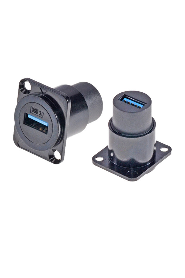 مقبس USB 3.0 معدني أسود من النوع D للتثبيت على اللوحة، مزود بمنفذ RJ45 ومقبس USB 2.0/3.0، من الدرجة الصناعية، يدعم تقنية PoE، عالي السرعة