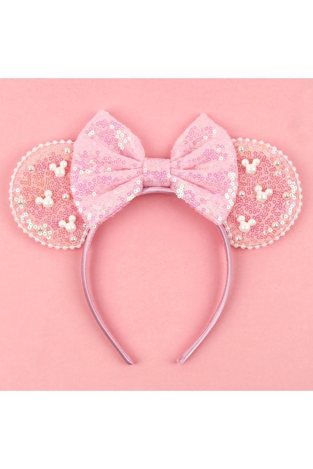 TDMQ295-03 New Trendy Mouse Ears Headband 3.3"Velvet For Girls Soft Bow Hairband Halloween Festival