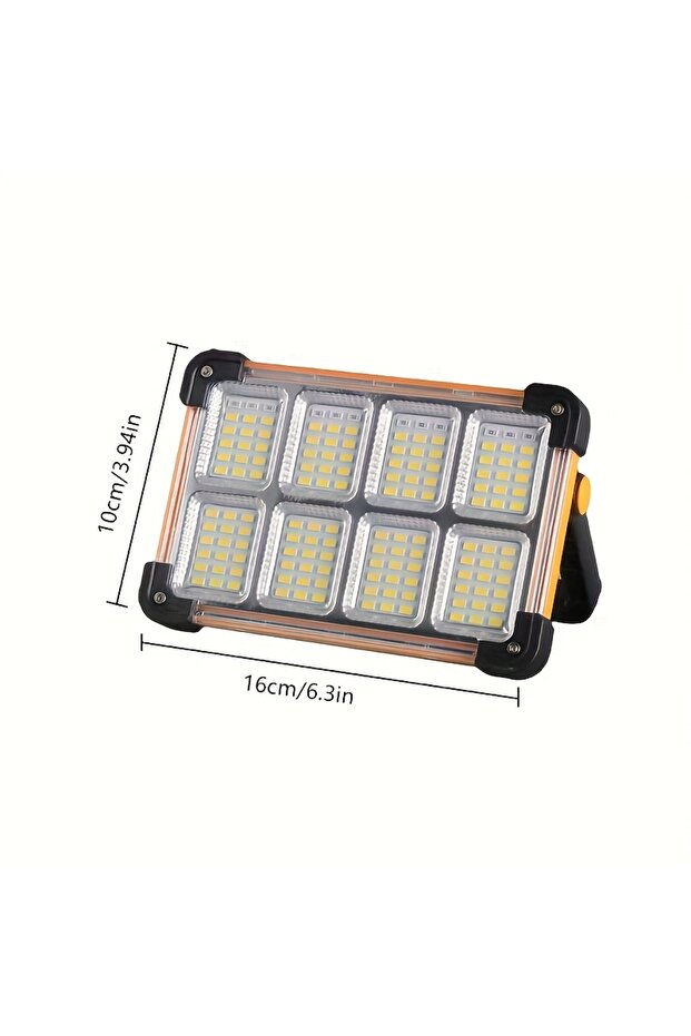 144 LED، 1 قطعة، مصباح عمل LED يعمل بالطاقة الشمسية قابل لإعادة الشحن، كشاف محمول مع بطارية 3600 مللي أمبير، مثالي للاستخدام في السيارة.