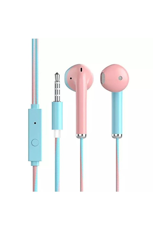 Blue Pink 3.5mm Wired Headphones With Bass Earbuds Stereo Earphone Music Sport Gaming Headset With m