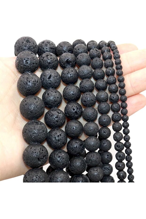 8mm Wholesale Natural Black Lava 6mm 8mm 10mm 12mm round Volcanic Loose Beads for Jewelry Making Or