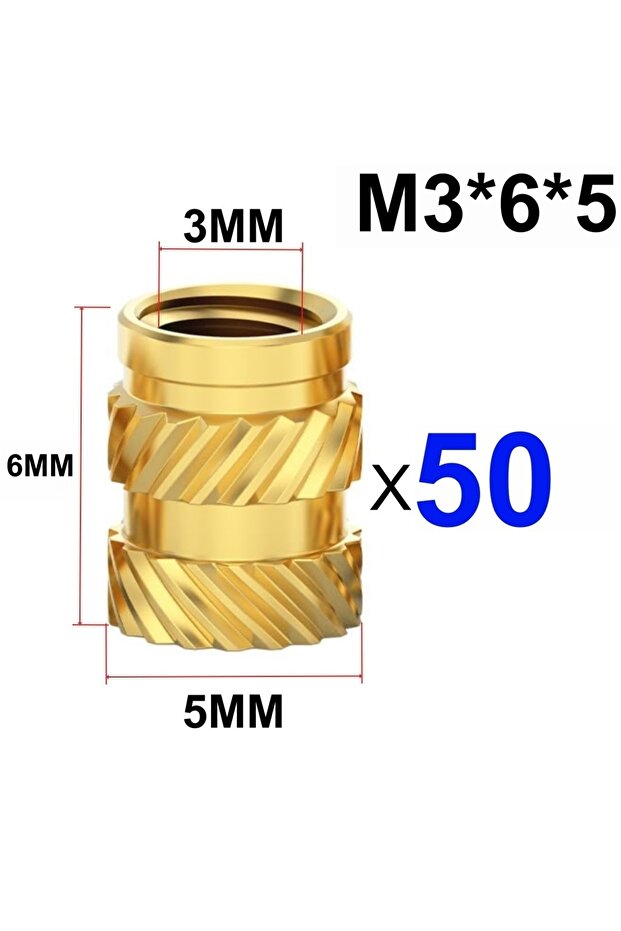 50 Pcs M3x6x5 50/100 Pcs Heat Insert Embedment Nut M3 M4 M5 Threaded Knurled Brass Screw Nuts For 3D
