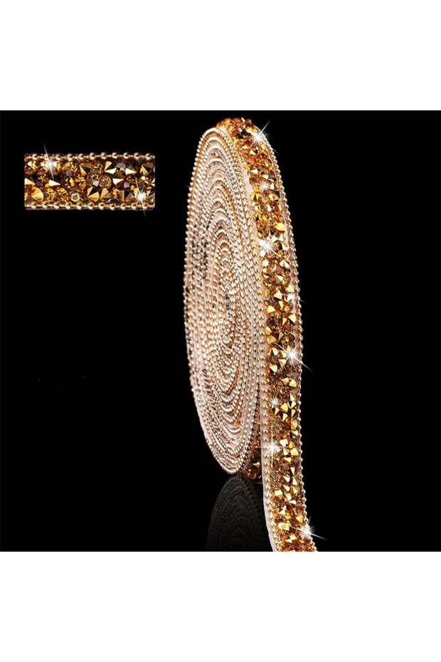Length 3 Yards Gold 1/2/3 Yards Resin Rhinestone Ribbon Self Adhesive Diamond Ribbon Crystal Roll Gl