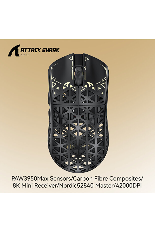 R5 Ultra Black ATTACK SHARK R5 Ultra Gaming Mouse, PAW3950MAX Sensor, Wired USB, 2.4GHz and Bluetoot