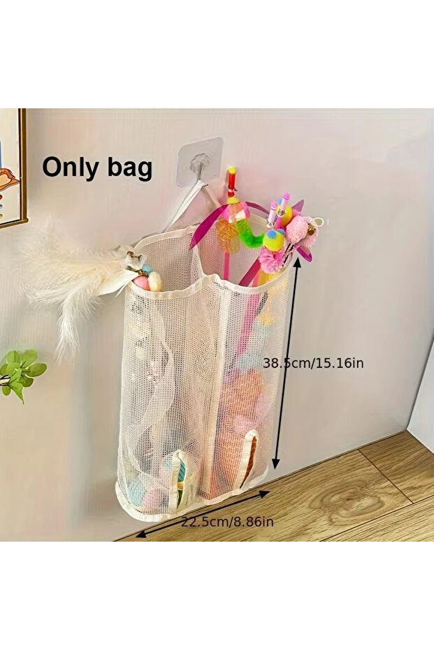 Binocular-1pc 1pc Mesh Storage Bag for Cat Toys - Wall Hanging Organizer, Perfect for Pet Accessorie