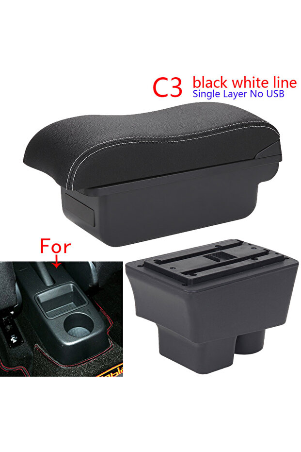 C3 Black white NOUSB For Skoda FABIA Armrest box For Skoda Fabia II 2 Car Armrest 2008-2014 Curved S