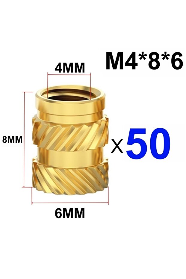 50 قطعة M4x8x6، 50/100 قطعة صواميل تثبيت حرارية M3 M4 M5، صواميل لولبية نحاسية مخرشة ملولبة للطباعة ثلاثية الأبعاد