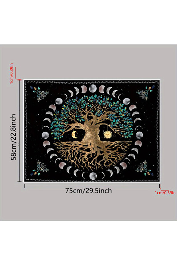75cmX58cm Pattern 1 Mysterious Tree of Life Mushroom Forest Tapestry Wall Hanging Fairy Tale Bohemia