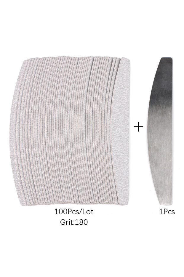 100Pcs 180Grit 100Pcs Grey EVA Sandpaper Nail Art File 100/180 Grit Removable Self-adhesive Pads Boa