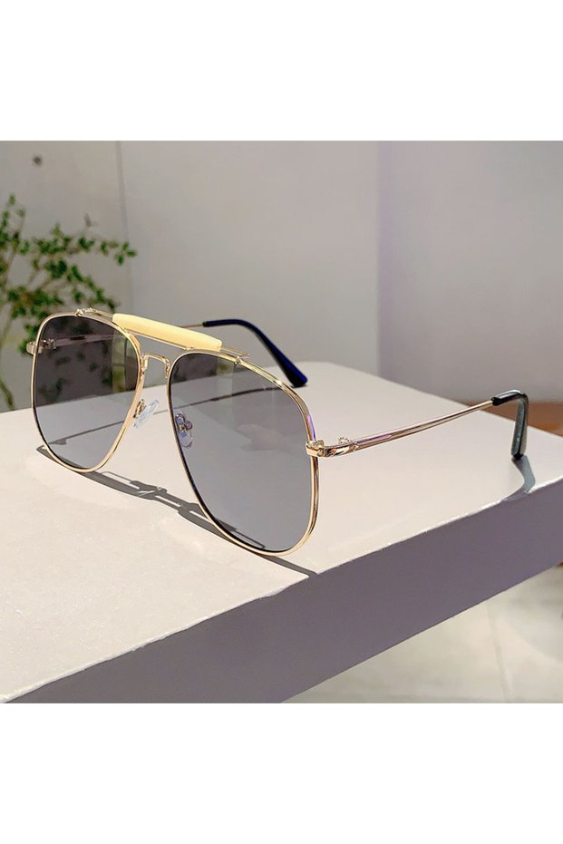 as picture shows gold light grey KAMMPT Vintage Pilot Black Sunglasses Women 2024 New Fashion Luxury