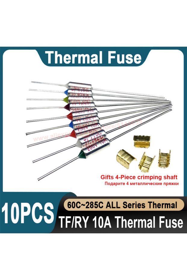 RY184C 10PCS Thermal Fuse 250V 10A TF RY 60C 92C 98C 100C 110C 115C 121C 130C 135C 139C 142C 155C 15