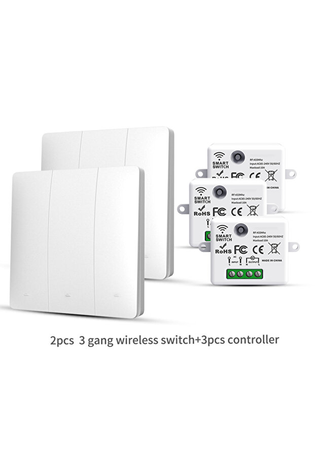 110-250 فولت 2x3Gang-3Receivers LVGEMSS Smart Wireless Switch RF433 Self-Powered Push Button Wall Panels