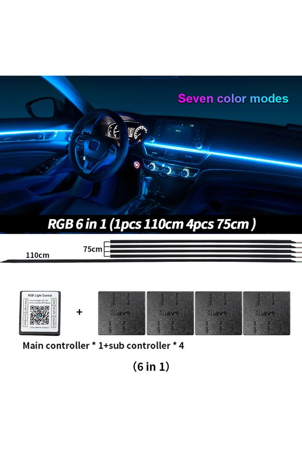 RGB 6 in 1 Universal 6/10/14/18/22 in 1 LED Symphony RGB Ambient Light For Car Interior 213 64 Color