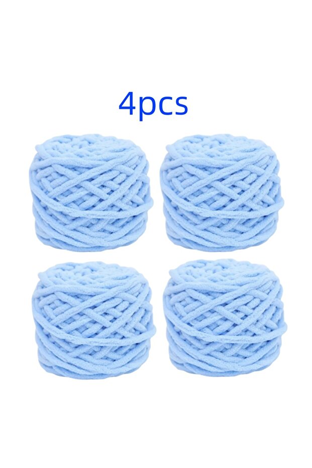 62-4pcs 100g/ball Chenille Knitting Yarn Soft Ice Strip Line Cotton Yarn DIY Wool Yarn for Hand Knit