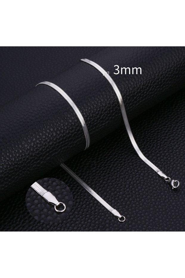50CM SILVER3MM HIYEE Fashion Stainless Steel Necklace 40-45-50-60CM Blade Snake Glod Bone Chain Men'
