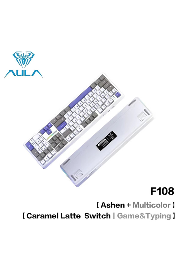 F108 Ashen Mix AULA F108Pro/F108 اتصال بلوتوث لاسلكي ثلاثي الأوضاع، شاشة متعددة الوظائف، G