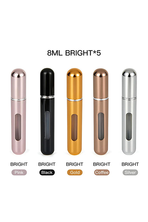 8ml 1 Set-5 PCS 8ml/5ml Perfume Atomizer Portable Liquid Container for Cosmetics Traveling Mini Alum