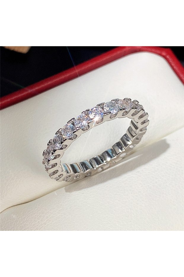 6 F1236 Huitan Fashion Contracted Design Women's Ring with Brilliant White Cubic Zirconia Wedding Pa