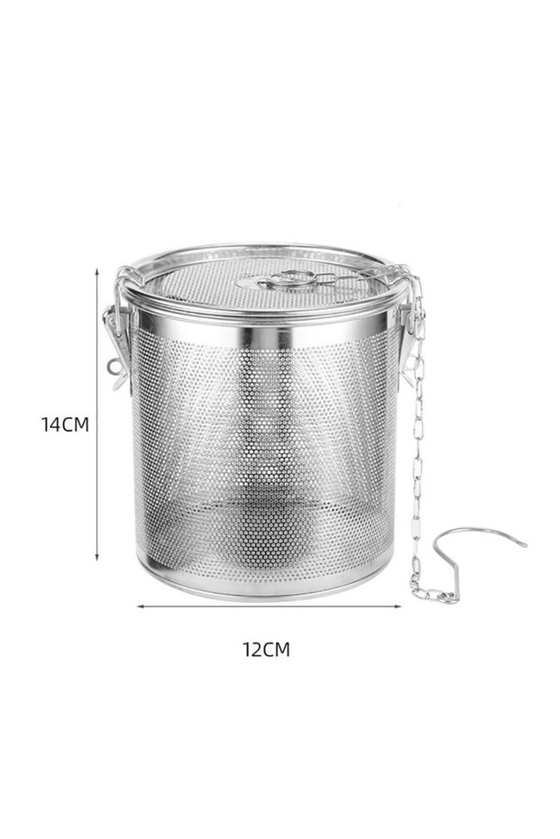 14x12cm Stew Seasoning Strainer Kitchen Stainless Steel Brine Basket Filter Bag Brine Cage Aniseed S