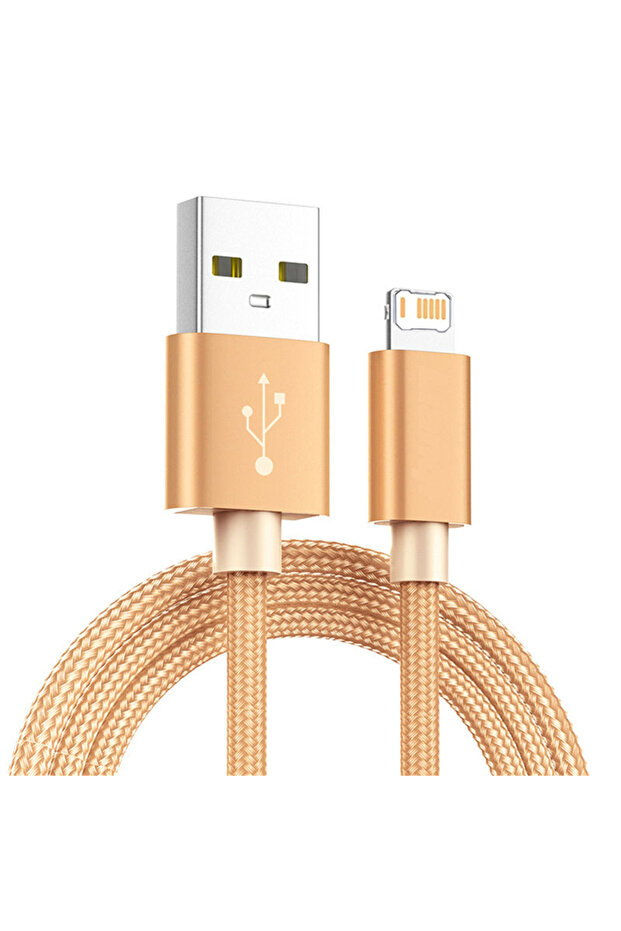 1m Gold 1m Nylon Braided USB Fast Charging Cable For iPhone X XR XS 11 12 13 14 Pro Max 6 6S 7 8 Plu