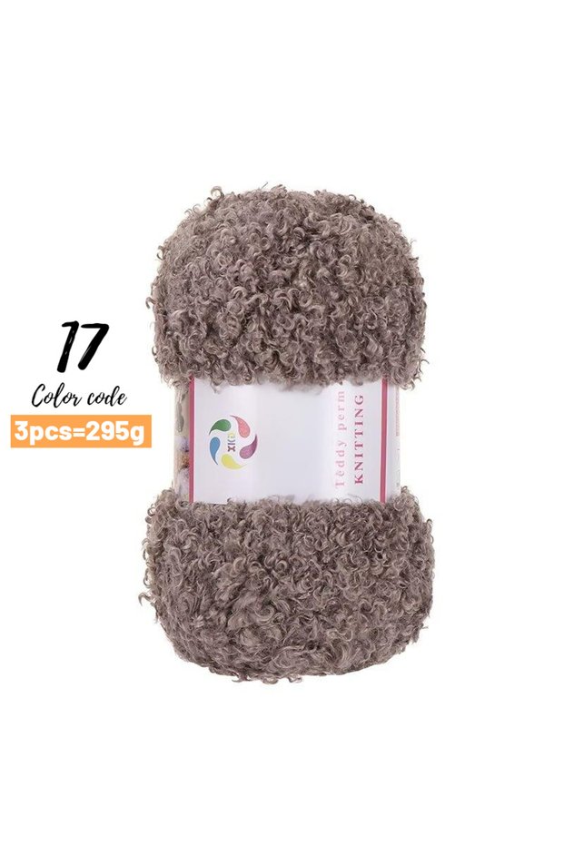 17 Camel Grey 295g Yarn That Imitates Teddy Fur, Faux Fur Yarn, Handmade Knitting DIY Materials for