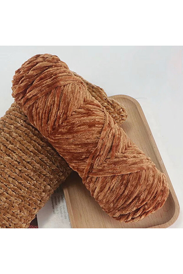 Caramel 95g Chenille Soft Velvet Yarn Blended Knitting Wool Crochet Handmade Scarf Coat Baby Blanket