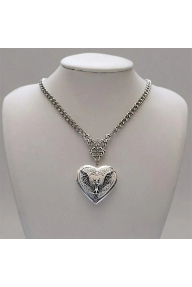 YA4611-1 Fashion New Silver Color Heart Pendant Necklace Stainless Steel Retro Simple Personality P