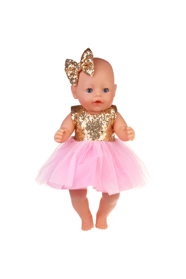 CL-0104-1 Sequins Dress Doll Clothes For 17 Inch&43cm Baby New Born Doll Brilliant Party Reunion Dol