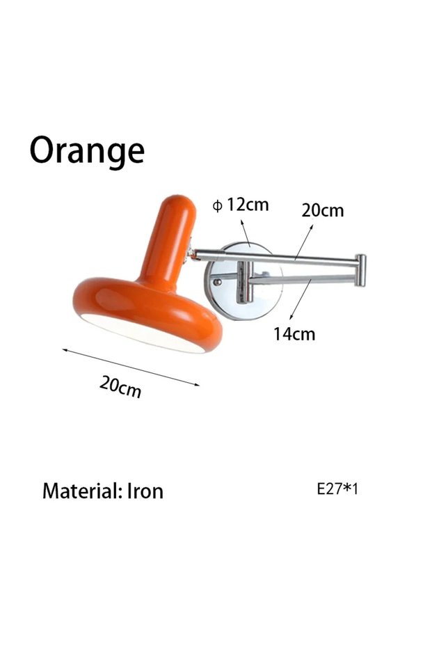 220V orange Nordic Modern Retractable Rotatable Swinging Retractable Wall Lamp Bedroom Bedside Lamp