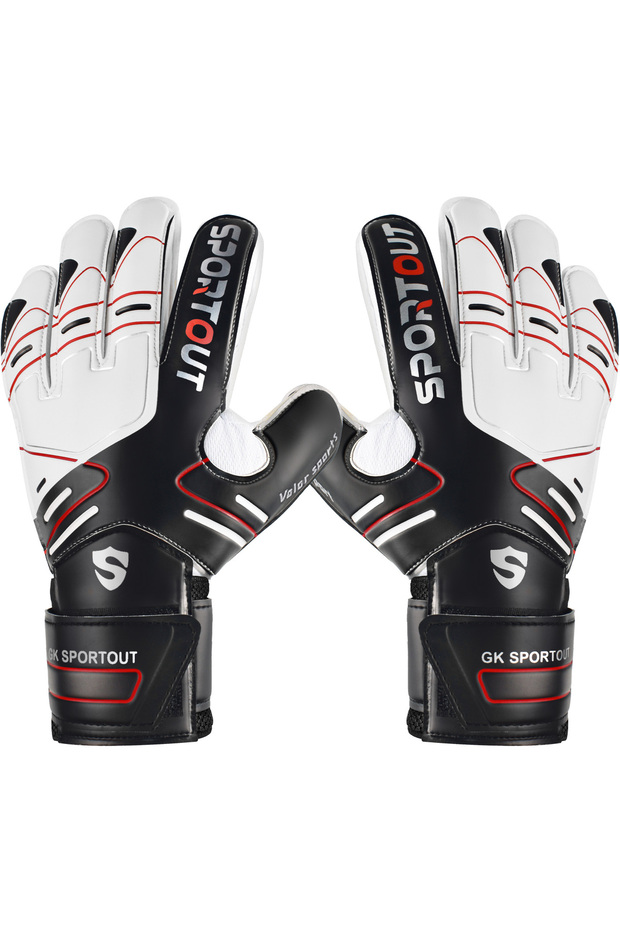 10 Black Sportout Youth&Adult Goalie Goalkeeper Gloves,Strong Grip for The Toughest Saves, with Fing