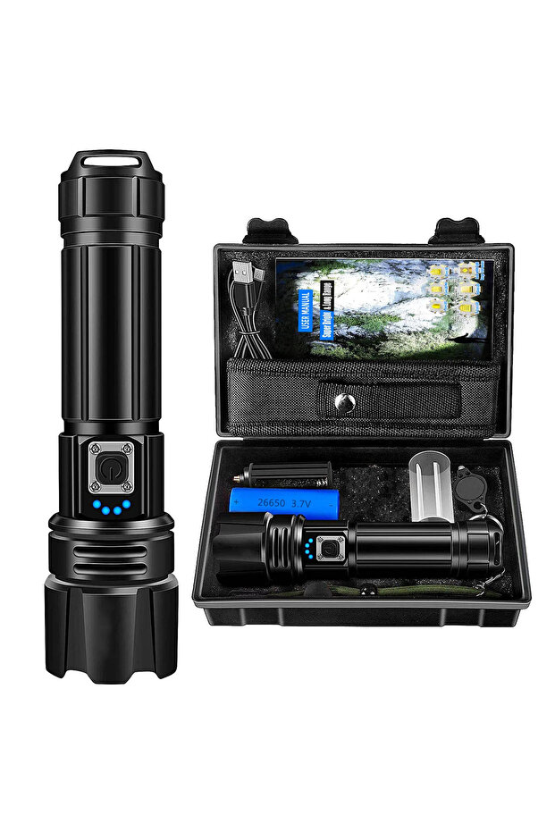 26650 Black Suit Rechargeable Flashlights High Lumens, 990,000 Lumen Brightest Led Flashlight with 5