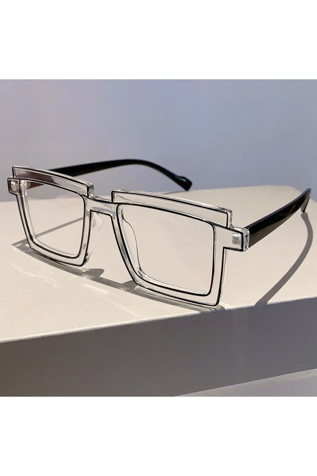 transparent transparent lenses KAMMPT Vintage Square Eyeglasses 2023 New Cute Cartoon Style Blue Lig