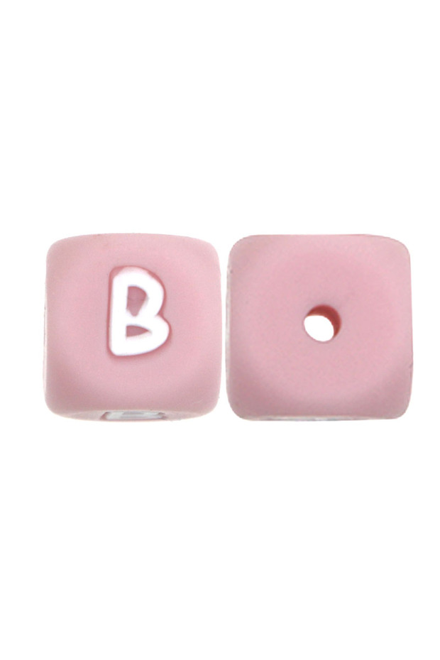 20pcs B 20pcs/Lot Pink 12mm Square Silicone Letter Beads For Jewelry Making DIY Bracelet Necklace Ea