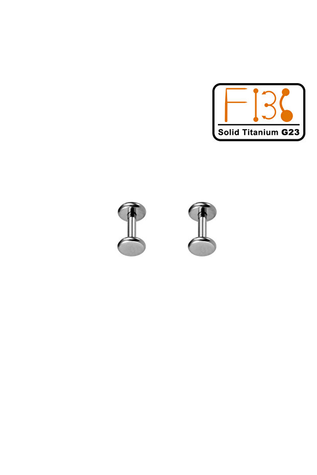 قطعتان من التيتانيوم الصلب F136 G23 بقطر 5 مم، مسامير ثقب الشفاه واللسان والغضروف بخيط داخلي، فضي اللون