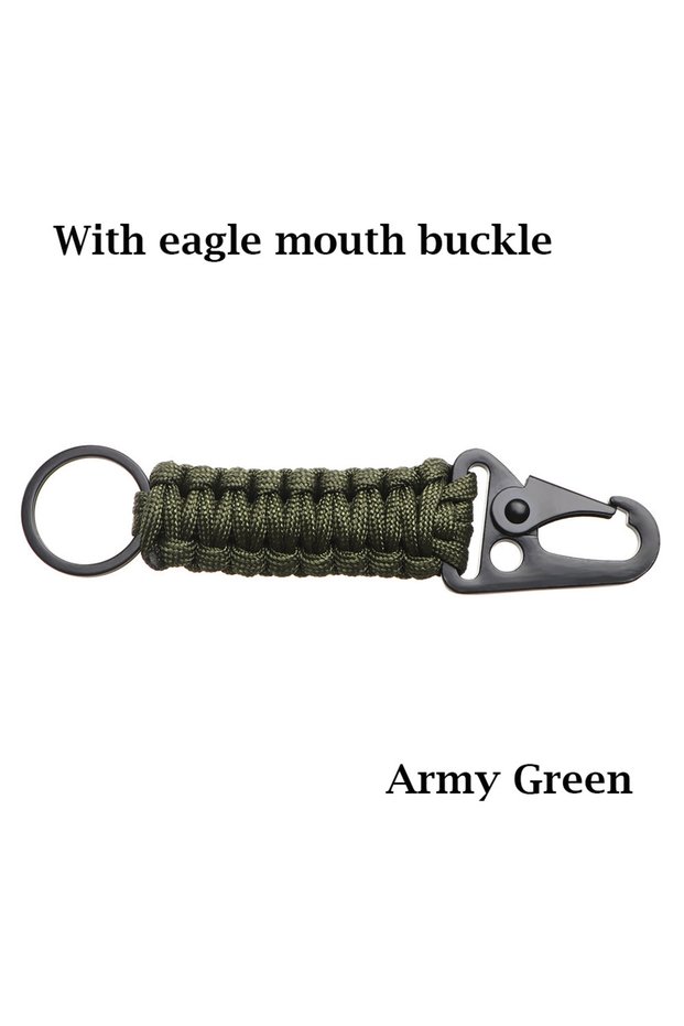 green Outdoor Keychain Ring Camping Carabiner Military Paracord Cord Rope Camping Survival Kit Emerg