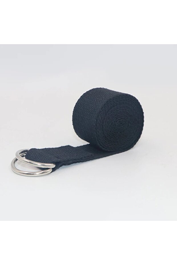 Black M 1Pc Yoga Strap For Yoga Pilates Ballet Dance With Adjustable D-Ring Buckle Cotton Yoga Belt