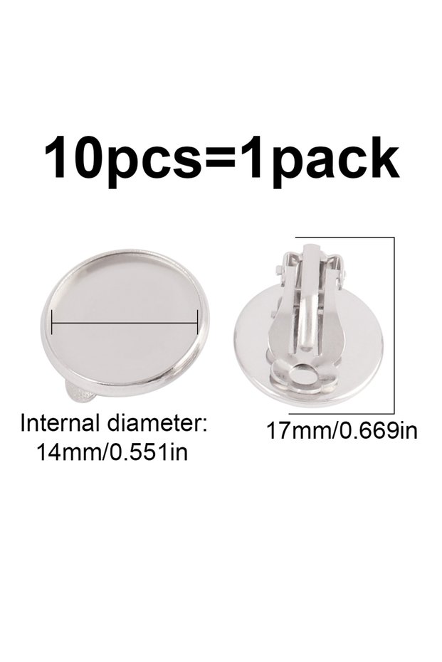 D3173 10Pcs Gold Stainless Steel Ear Clip Blank Base Cabochon Cameo Bezel Tray Earrings Setting for