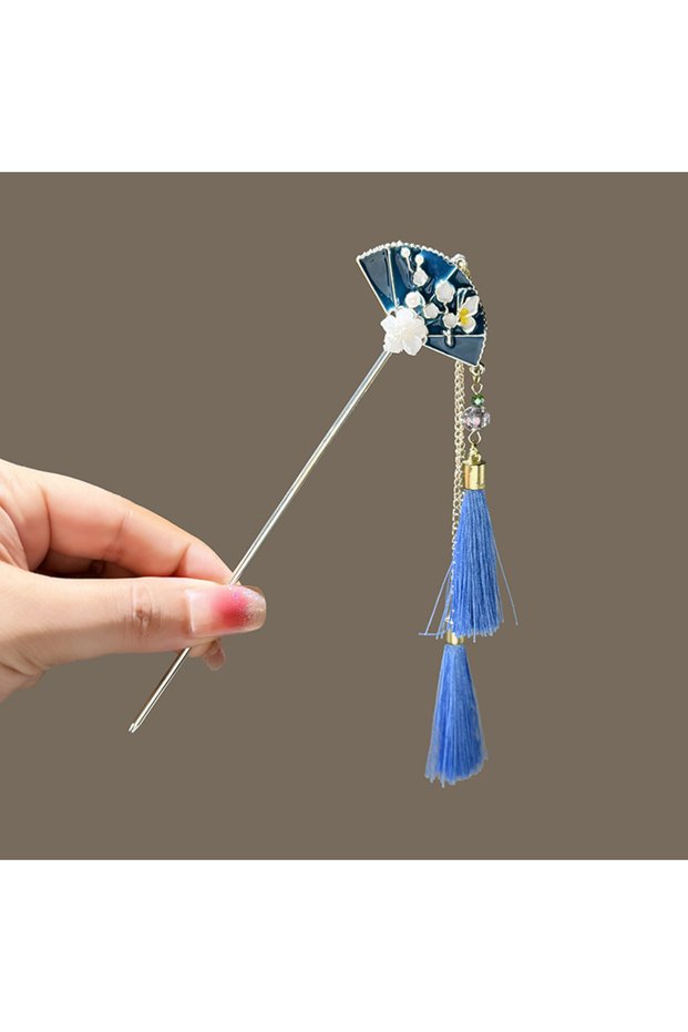 2 blue Elegant Chinese Style Sword Hair Fork Tassel Hair Stick Buns Design Hairstyle Hair Accessorie