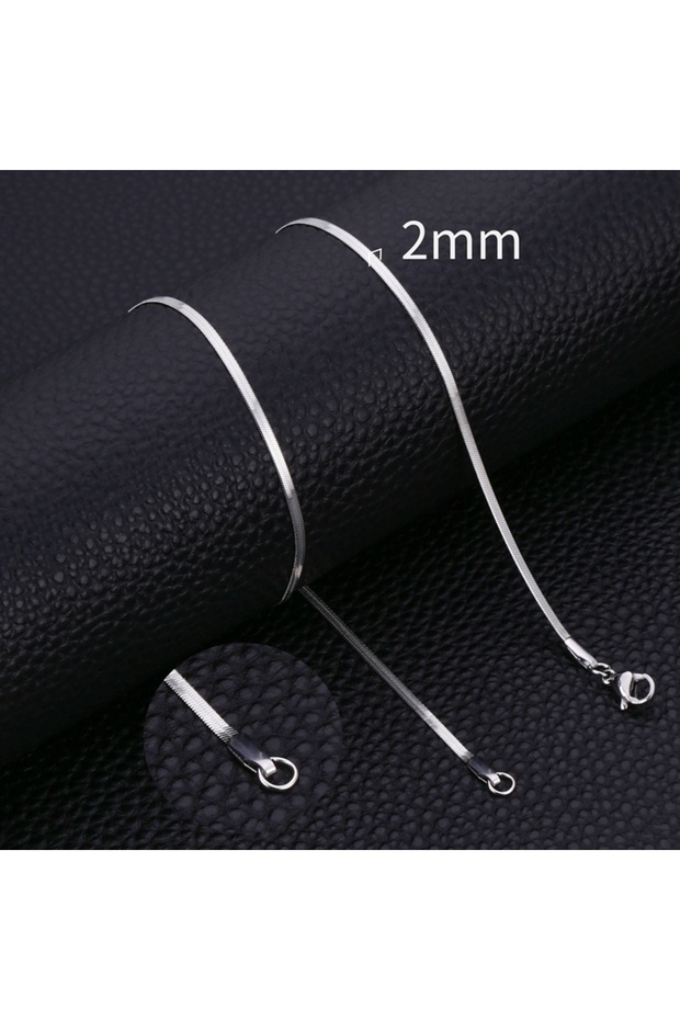 45cm SILVER2MM HIYEE Fashion Stainless Steel Necklace 40-45-50-60CM Blade Snake Glod Bone Chain Men'