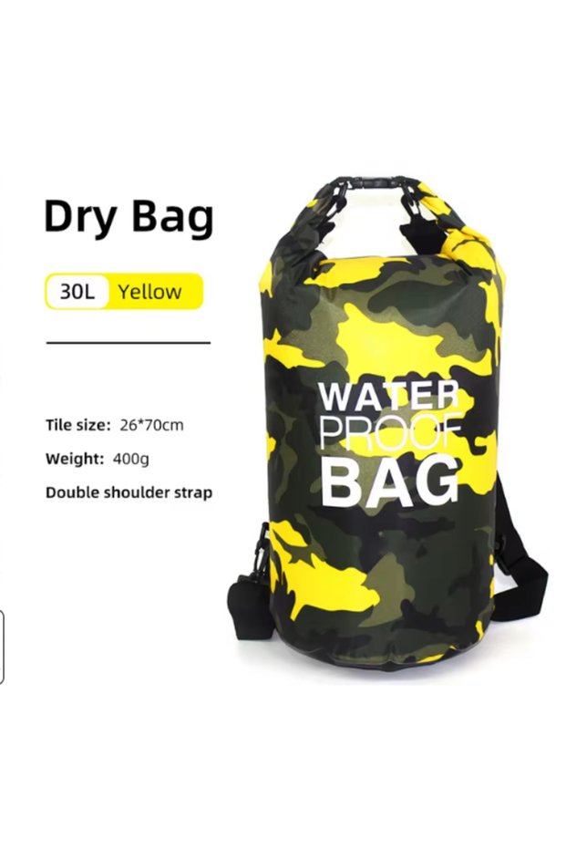 30L Yellow 30L 15L Waterproof Dry Bags With Wet Separation Pocket Backpack For Kayaking Boating Swim