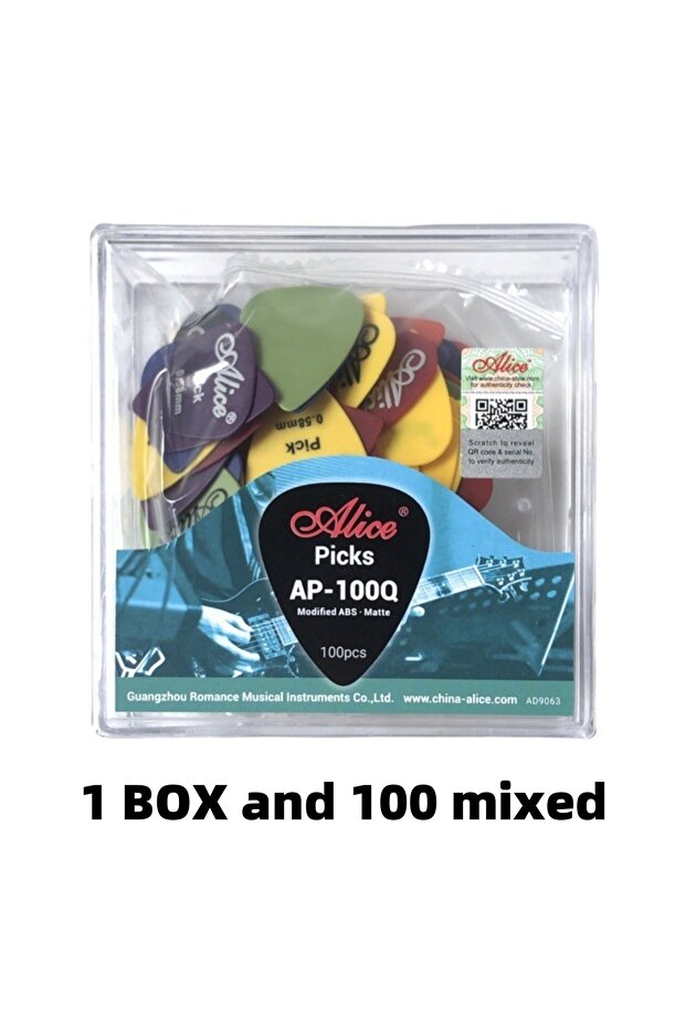 1 Box and 100 mixed Alice Guitar Pick 12/24/50/100 Pieces Mixed ABS Premium Matte Anti-Skid Guitar P