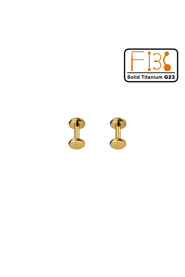 قطعتان من التيتانيوم الصلب F136 G23 بقطر 5 مم، مسامير ثقب الشفاه واللسان والغضروف بخيط داخلي، ذهبي