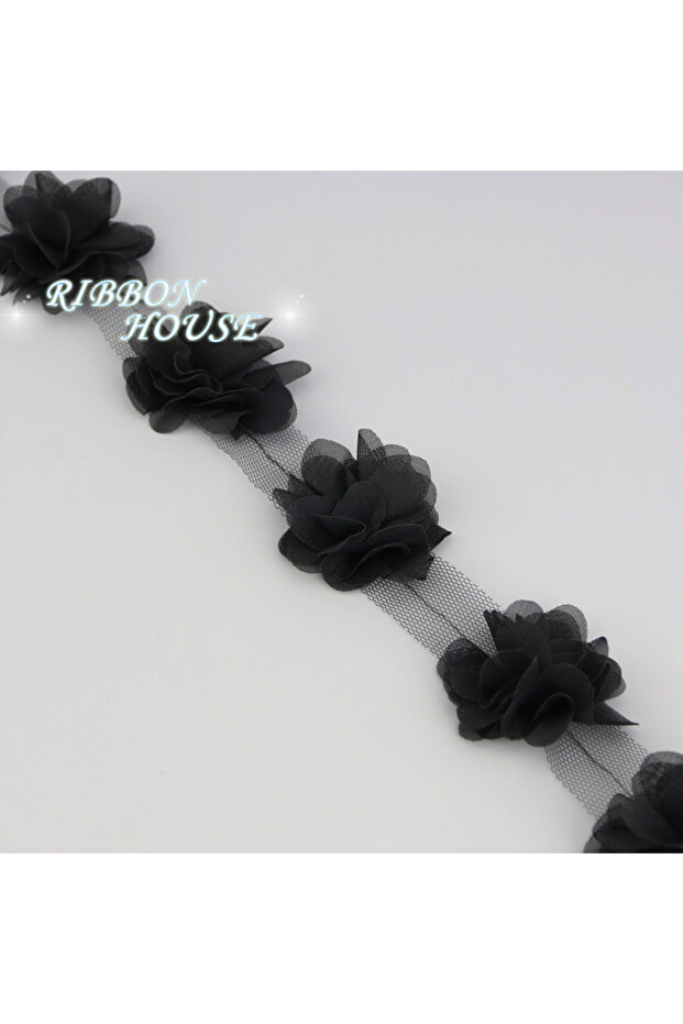 L black (60 pieces/lot) pink petal Chiffon lace fabric Webbing Decoration Love gift ribbons crafts 5