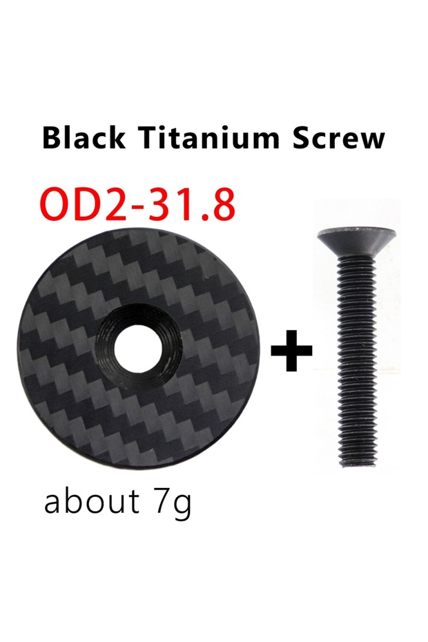 31.8 Black Ti Bicycle Headset Top Carbon Fiber Cap W/ M6*30mm Titanium Screw for 1-1/8" 1-1/4" Front