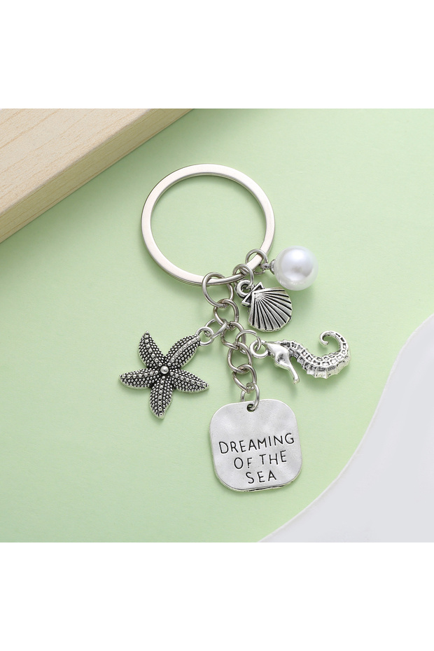 Marine Life Keychain 1pc Fashion Ocean Dream Keychain, Alloy Seahorse, Starfish, Shell Key Ring, for