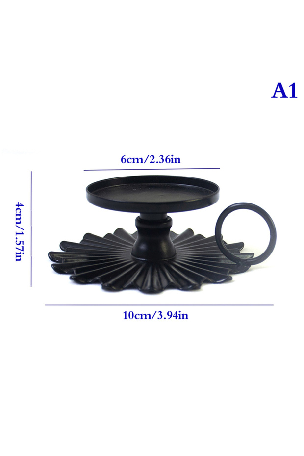 A1 Iron Taper Candlestick Black Metal Pillar Plate Holders Stand For Wedding Party Festival Desktop